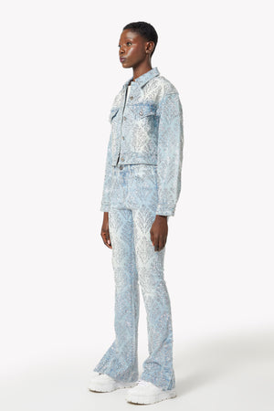 Aqua Blue Embellished Denim Jacket