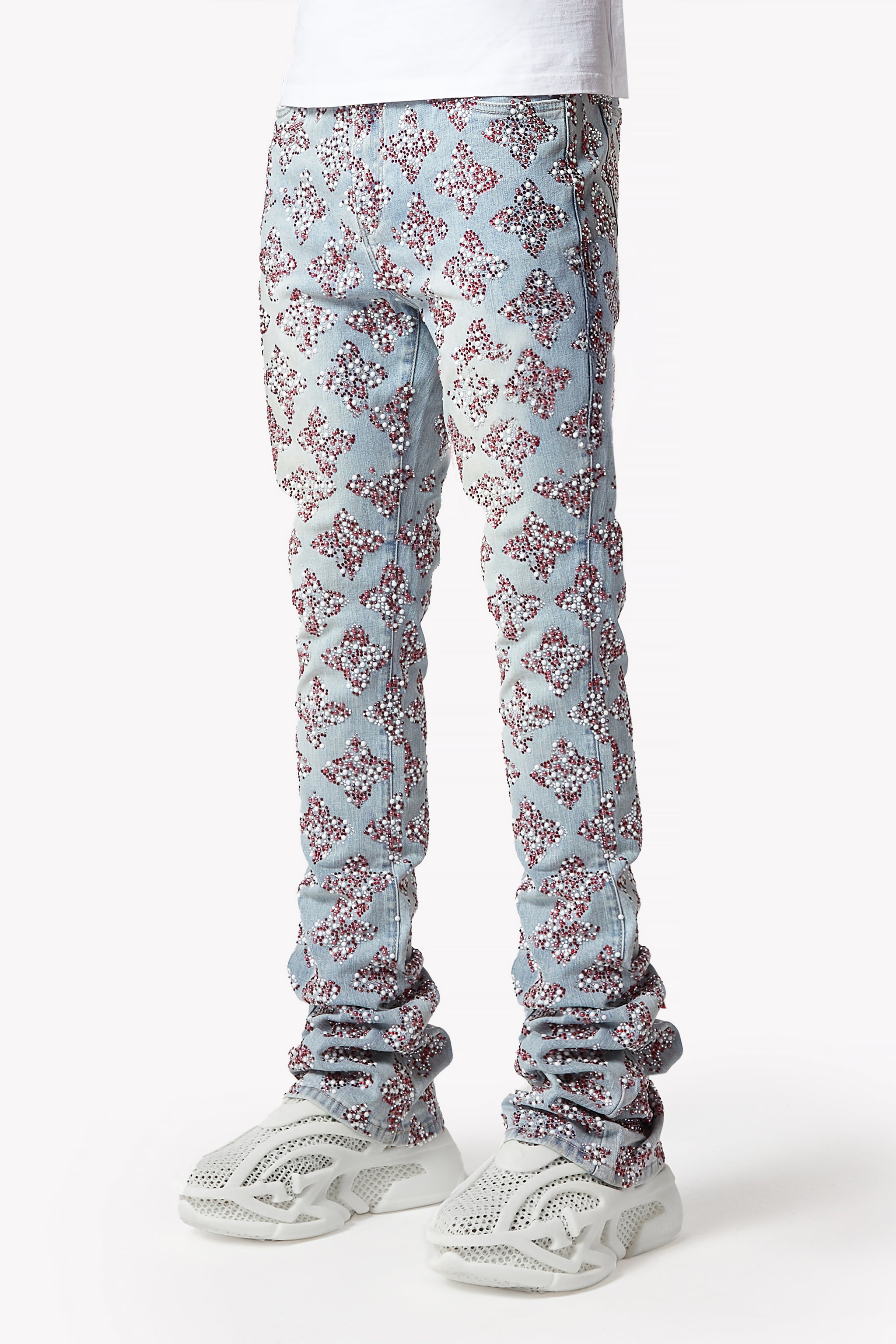 Aqua Blue Embellished Denim V3