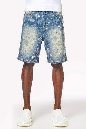 Vintage Blue Embellished Denim Shorts