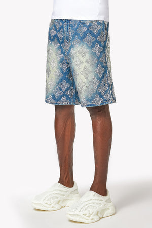 Vintage Blue Embellished Denim Shorts