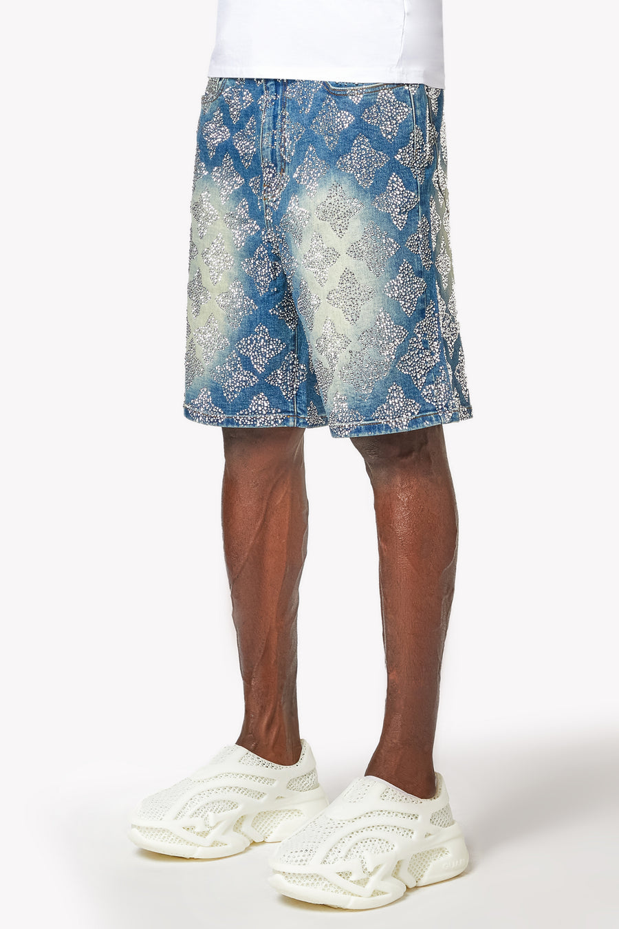 Vintage Blue Embellished Denim Shorts