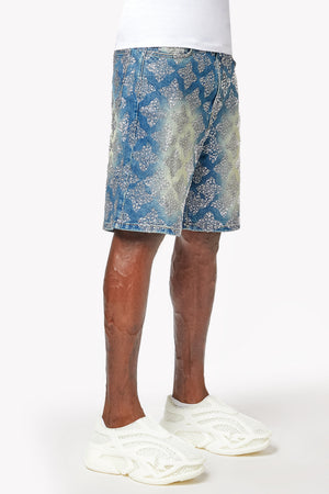 Vintage Blue Embellished Denim Shorts