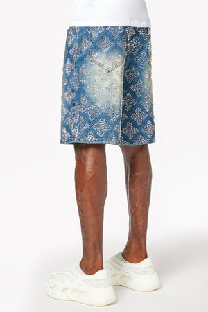 Vintage Blue Embellished Denim Shorts