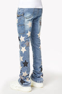 Aqua Blue Vintage Stars Denim
