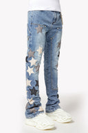 Aqua Blue Vintage Stars Denim