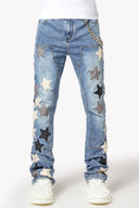 Aqua Blue Vintage Stars Denim