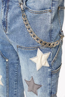 Aqua Blue Vintage Stars Denim