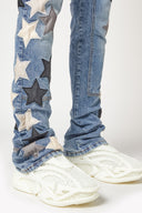 Aqua Blue Vintage Stars Denim