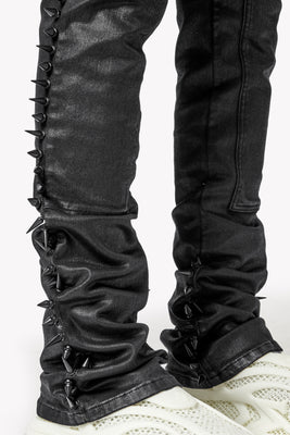 All Black Icon Stacked Denim - Guapi Clothing
