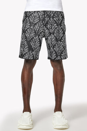 Obsidian Black Embellished Denim Shorts