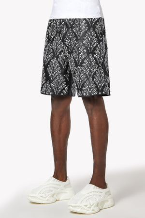 Obsidian Black Embellished Denim Shorts