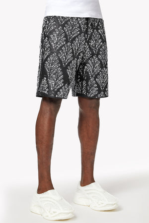 Obsidian Black Embellished Denim Shorts