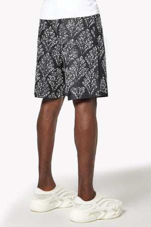 Obsidian Black Embellished Denim Shorts
