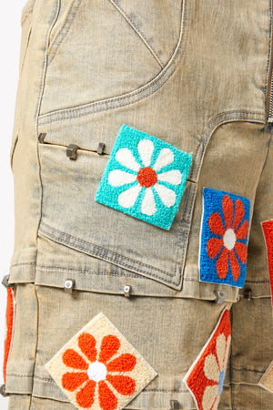 Vintage Flowers Denim Shorts
