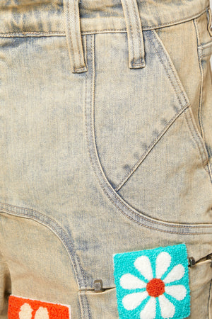 Vintage Flowers Denim Shorts