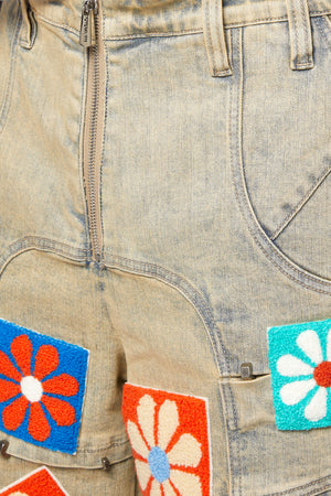 Vintage Flowers Denim Shorts