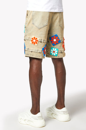 Vintage Flowers Denim Shorts