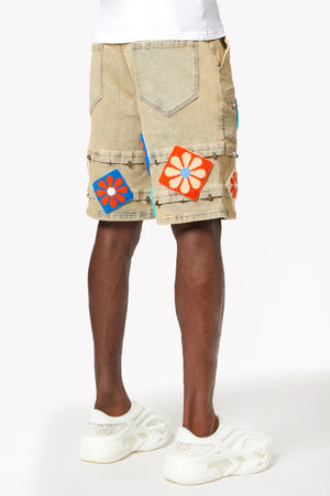 Vintage Flowers Denim Shorts