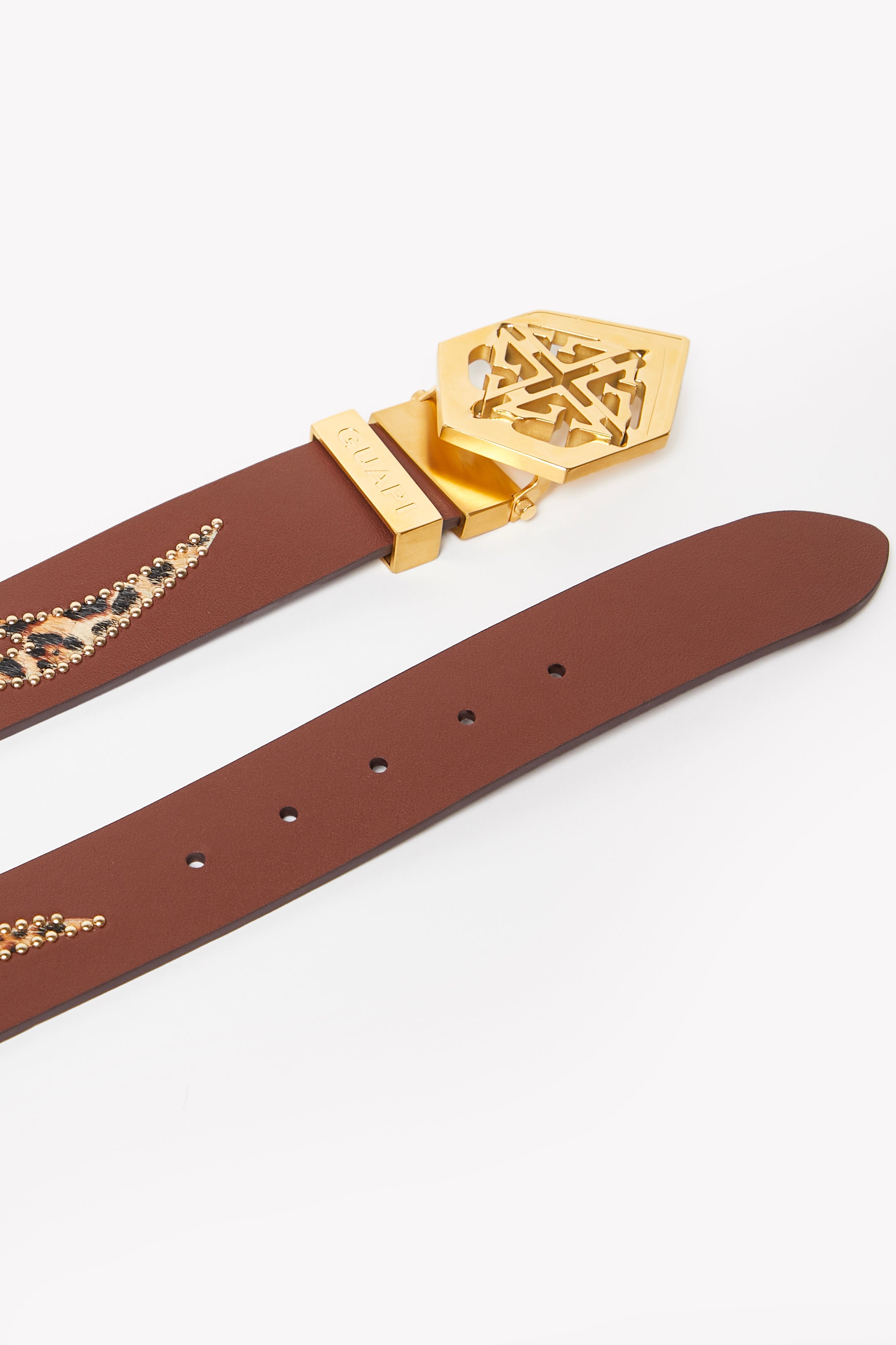 【GUAPI】LEATHER EMBLEM BELT Gold Emblem Belt – GUAPI CLOTHING FZ-LLC