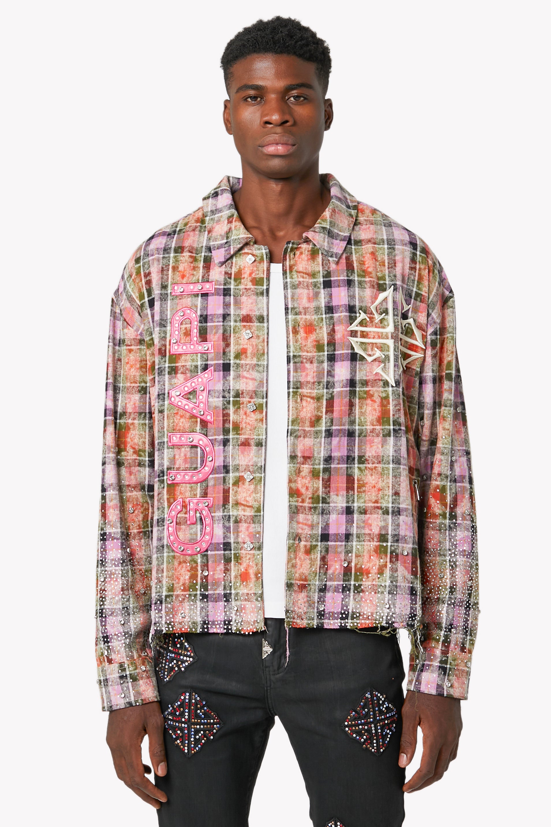 Blush Pink Rhinestone Flannel