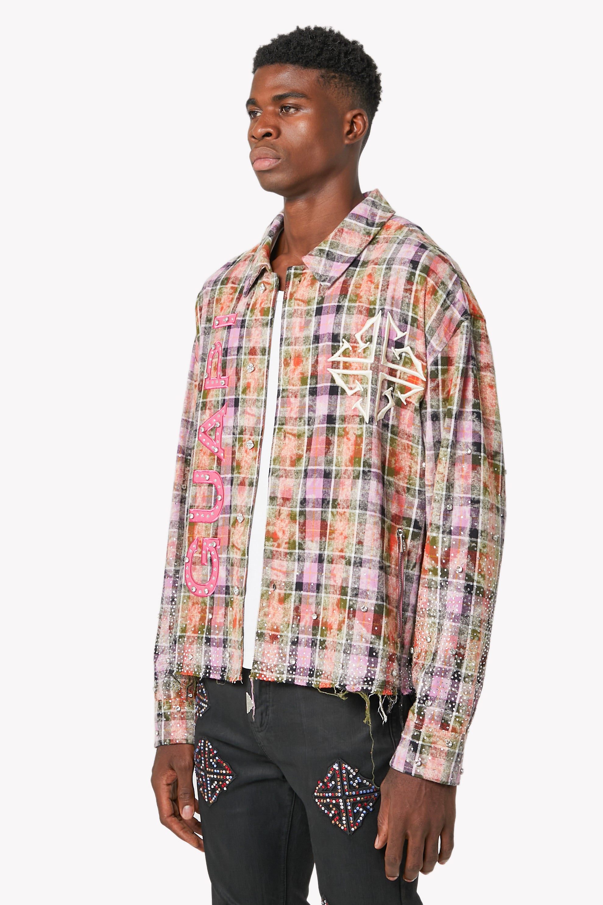 Blush Pink Rhinestone Flannel