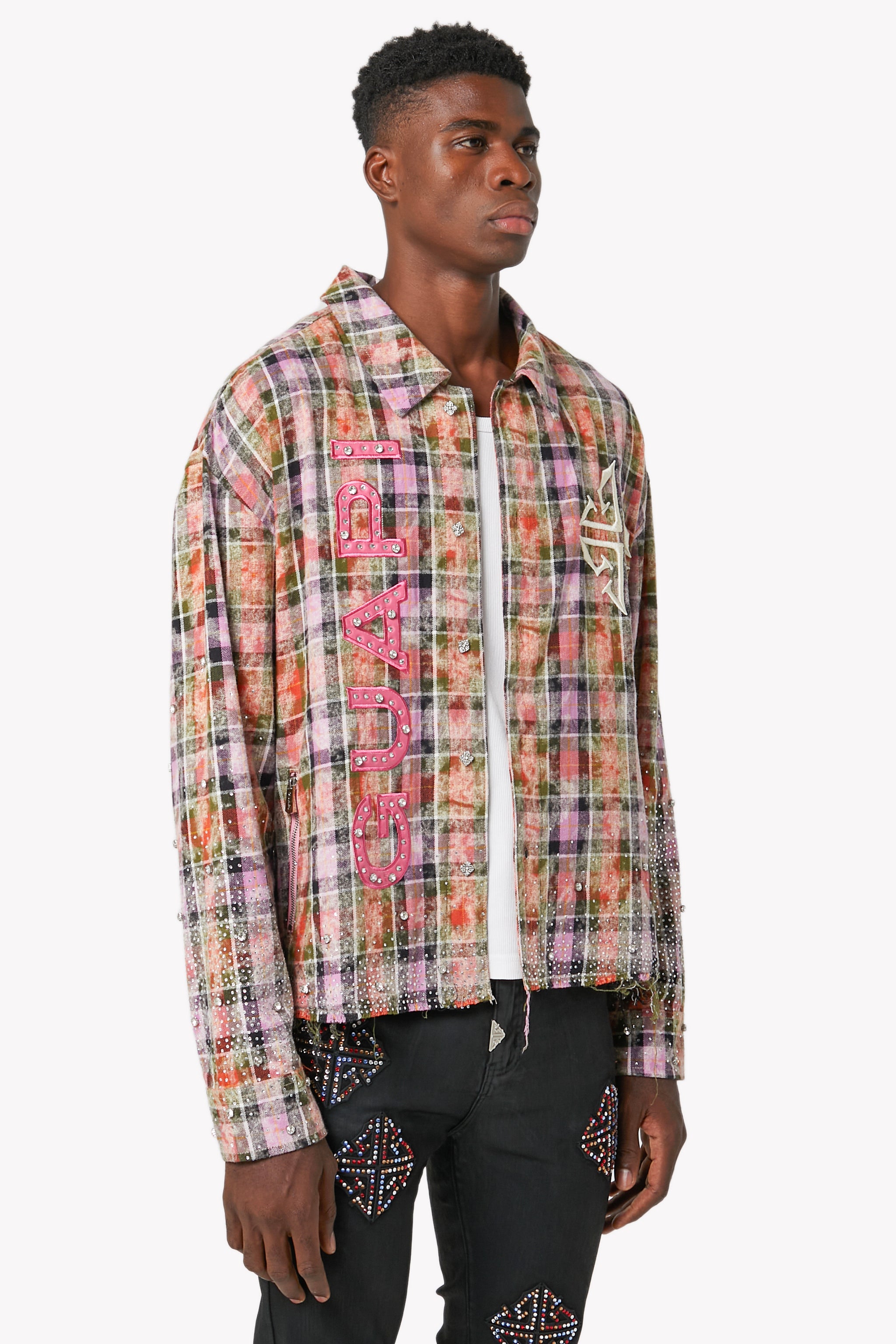 Blush Pink Rhinestone Flannel