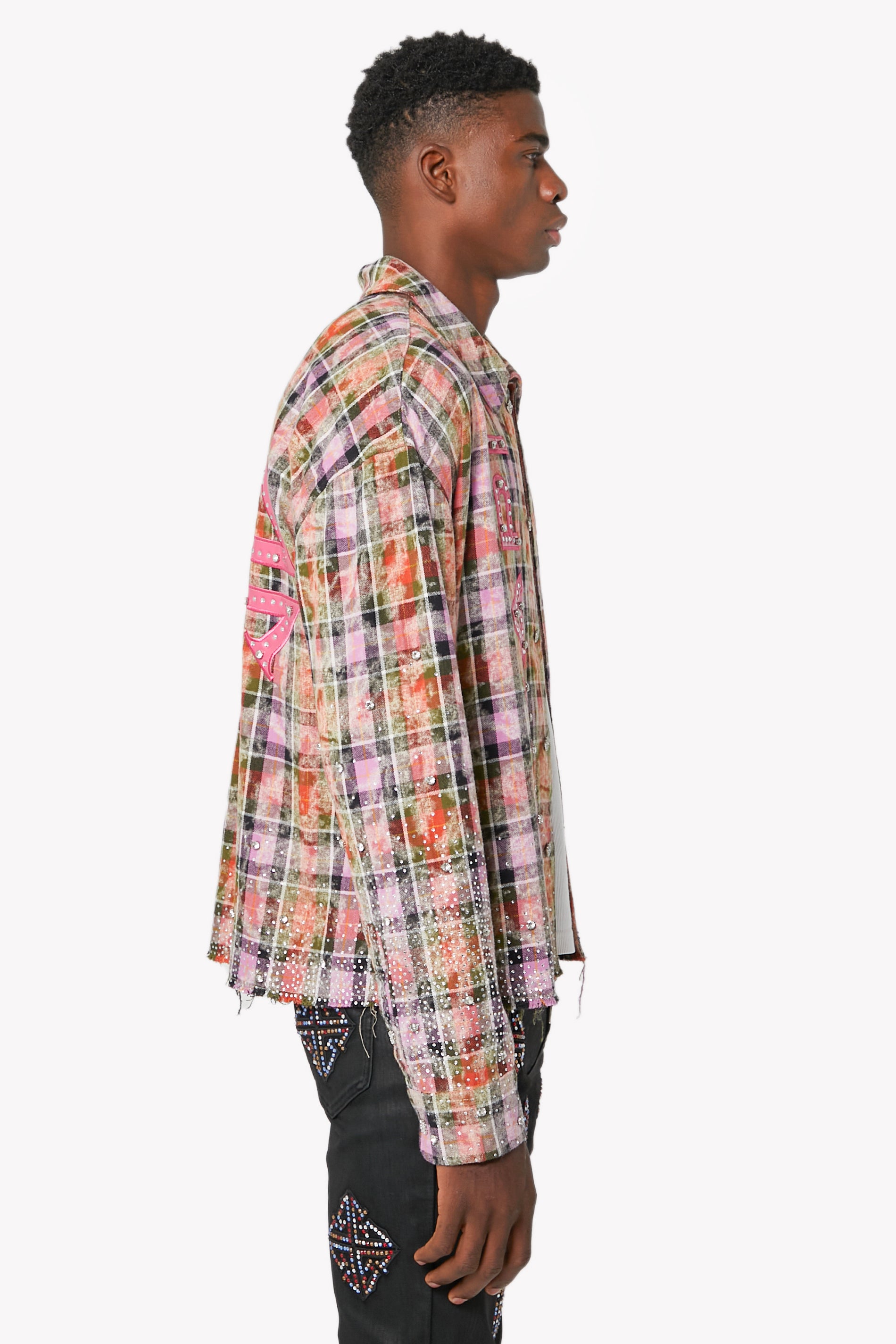 Blush Pink Rhinestone Flannel