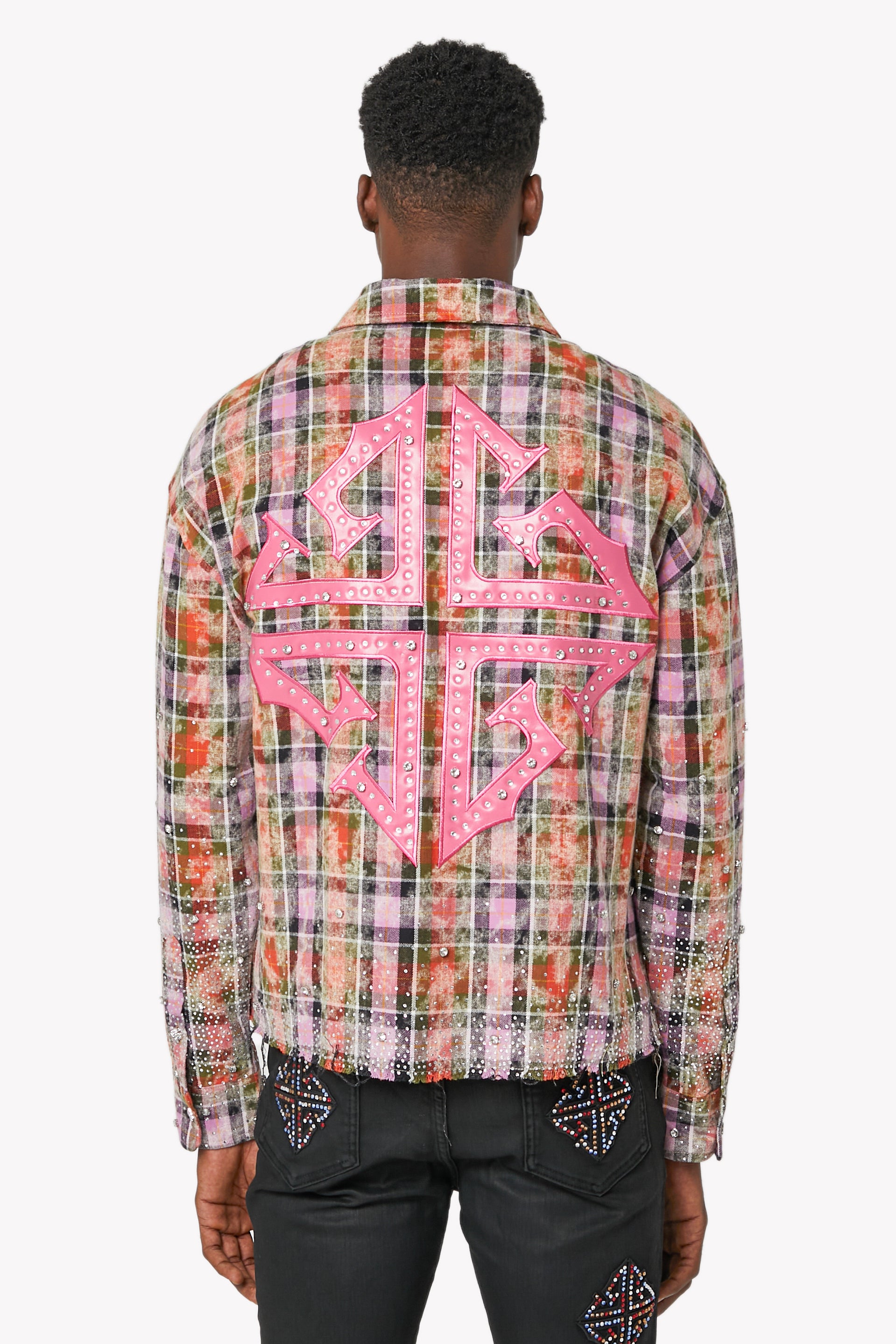 Blush Pink Rhinestone Flannel