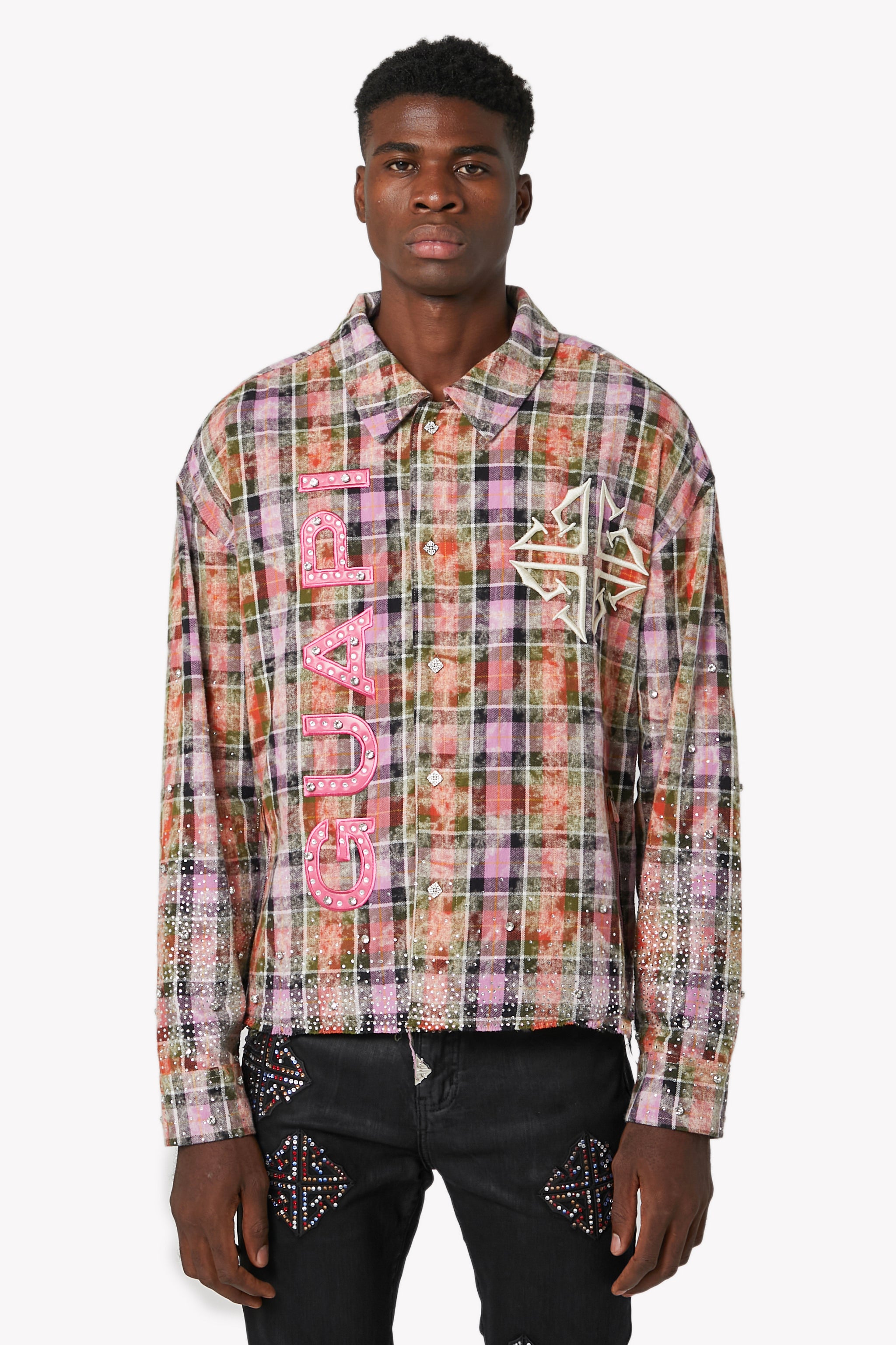 Blush Pink Rhinestone Flannel