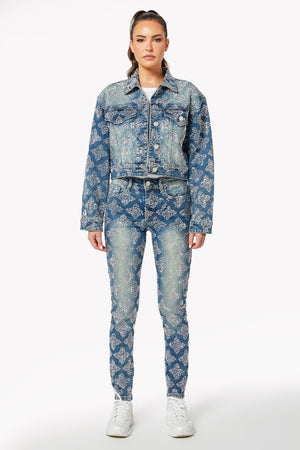 Vintage Blue Embellished Denim Jacket V1