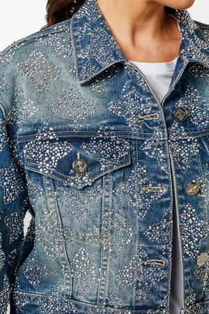 Vintage Blue Embellished Denim Jacket V1