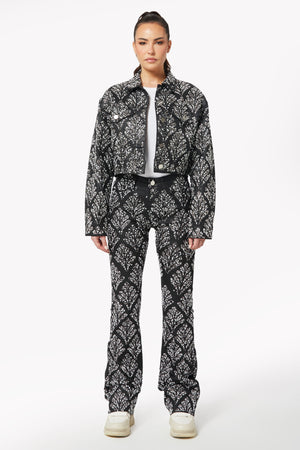 Obsidian Black Embellished Stacked Denim