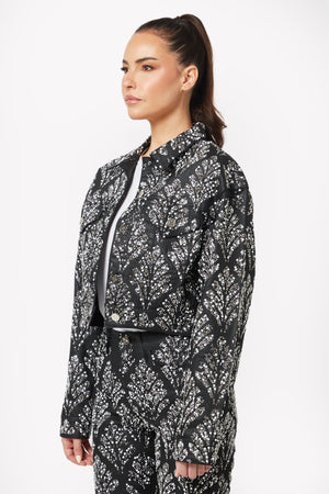 Obsidian Black Embellished Denim Jacket