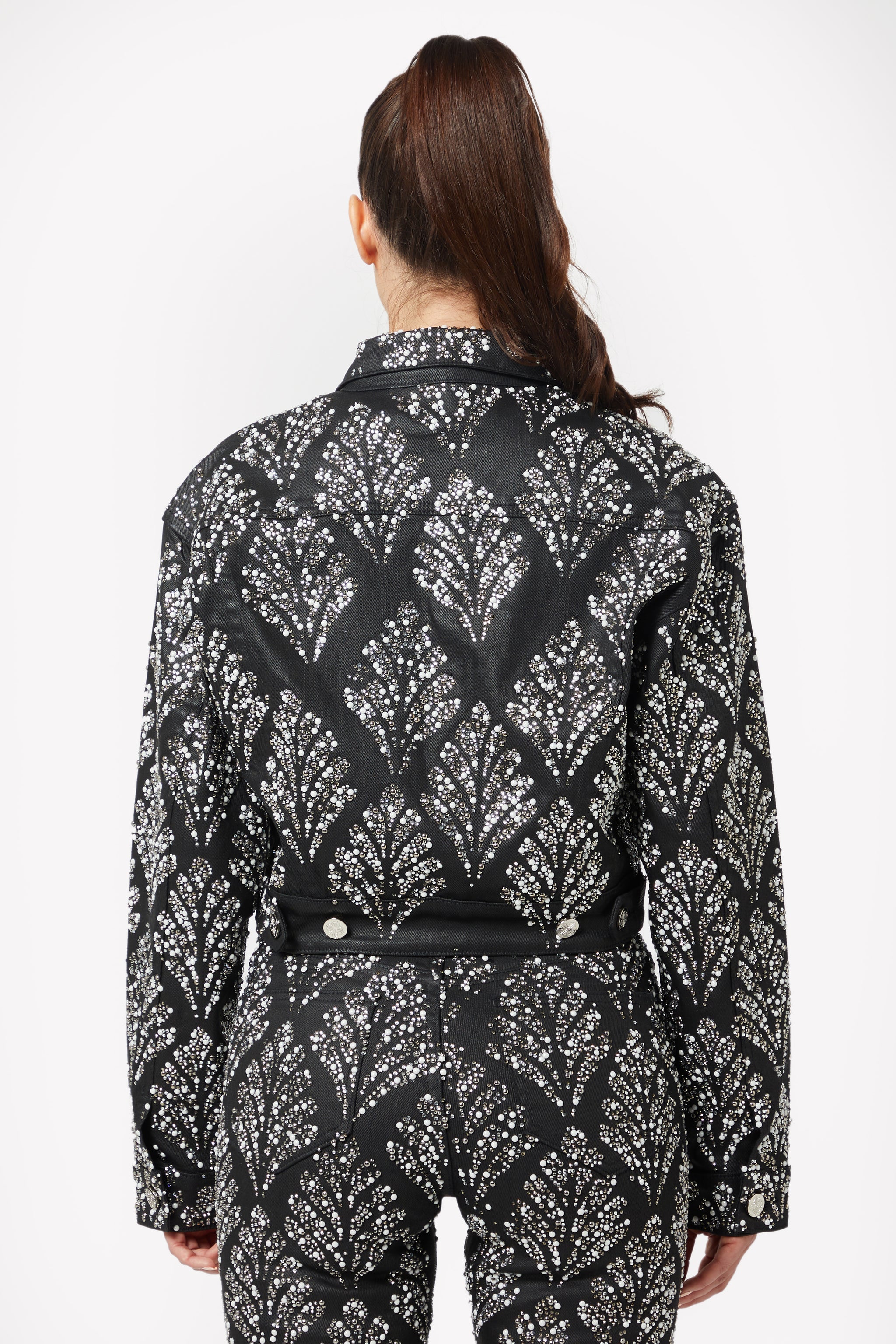 Obsidian Black Embellished Denim Jacket