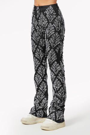 Obsidian Black Embellished Stacked Denim
