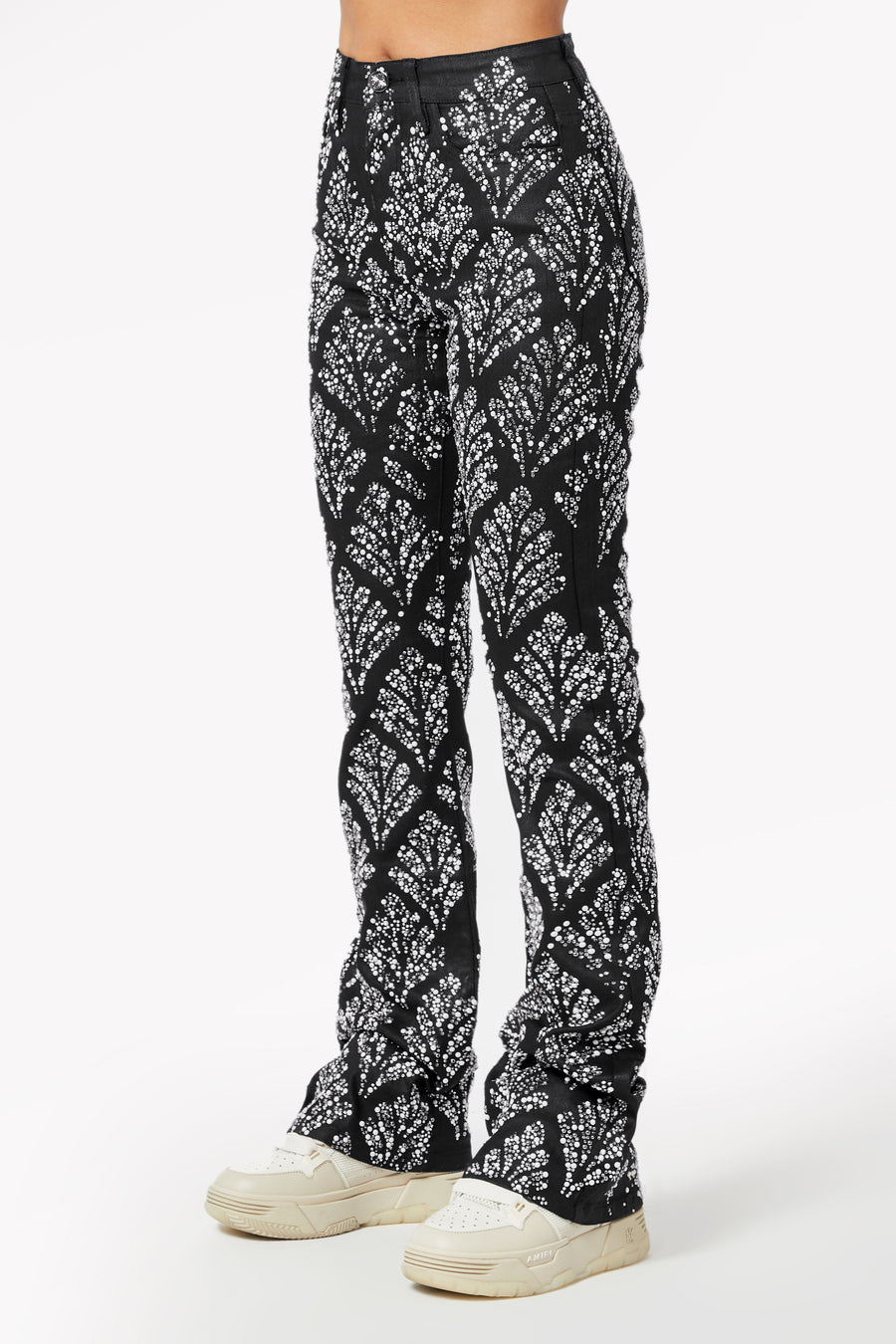Obsidian Black Embellished Stacked Denim