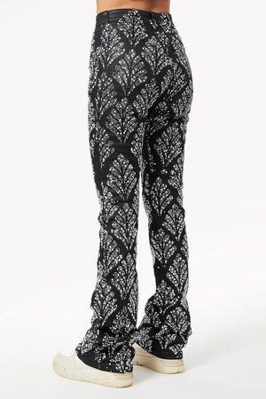 Obsidian Black Embellished Stacked Denim