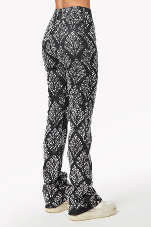 Obsidian Black Embellished Stacked Denim