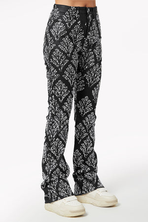 Obsidian Black Embellished Stacked Denim