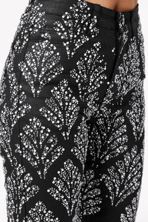 Obsidian Black Embellished Stacked Denim