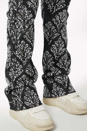 Obsidian Black Embellished Stacked Denim