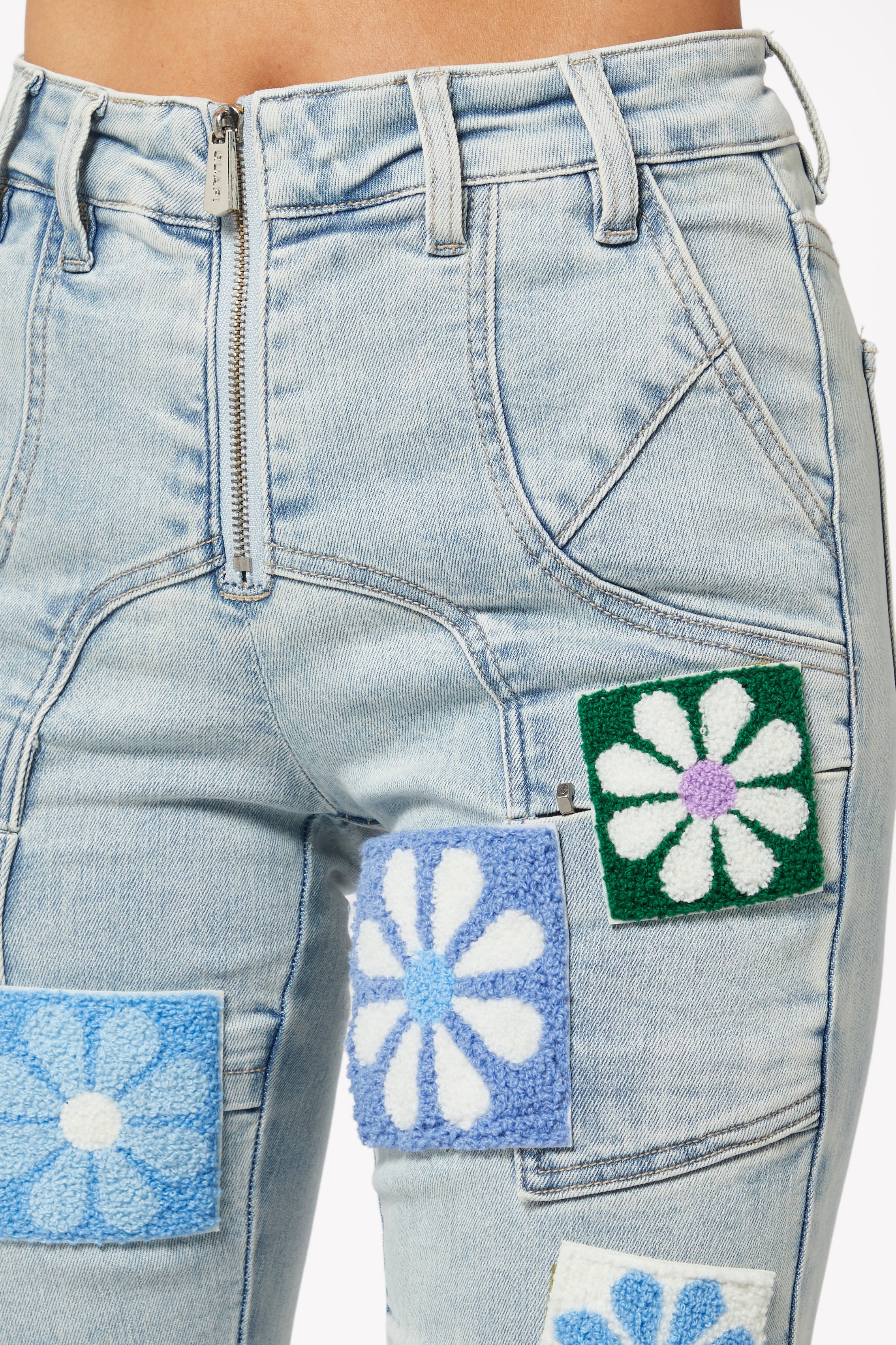 Aqua Blue Flowers Stacked Denim – Guapi Clothing