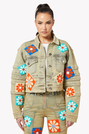 Vintage Flowers Denim Jacket