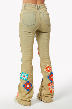 Vintage Flowers Stacked Denim