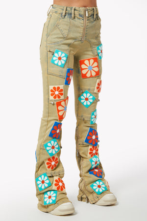 Vintage Flowers Stacked Denim