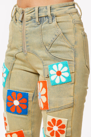 Vintage Flowers Stacked Denim