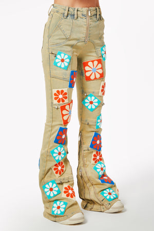 Vintage Flowers Stacked Denim
