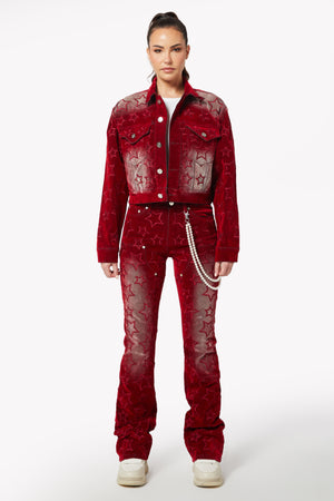 Velvet Red Stars Denim Jacket