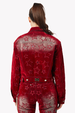 Velvet Red Stars Denim Jacket