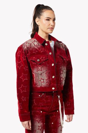 Velvet Red Stars Denim Jacket
